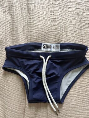 Men’s Navy Swim Trunks with Drawstring Waist